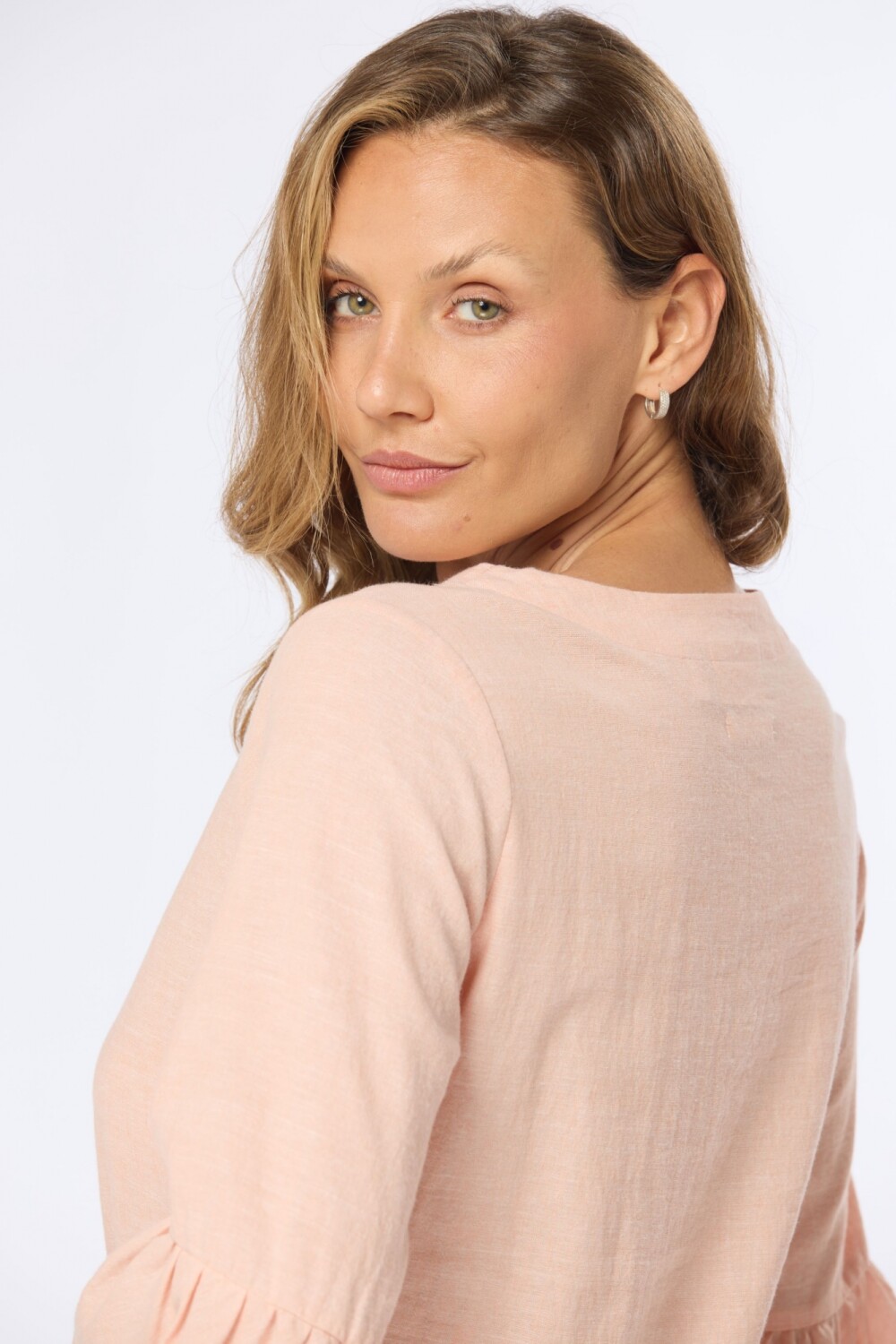 BLUSA DE LINO VOLADOS Coral