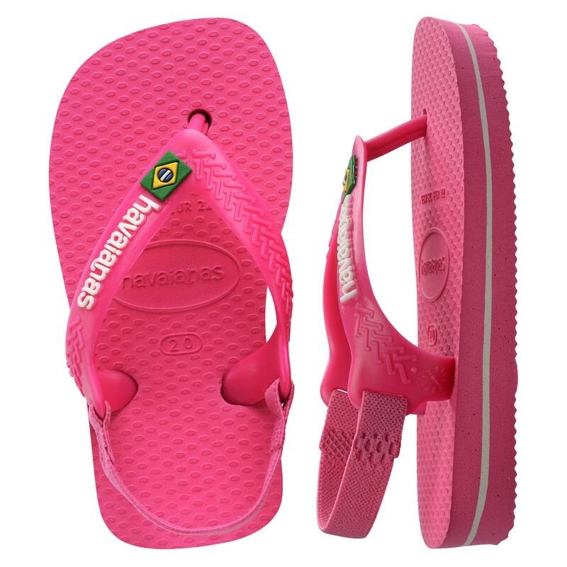Ojotas Havaianas Baby Brasil Logo Rosado