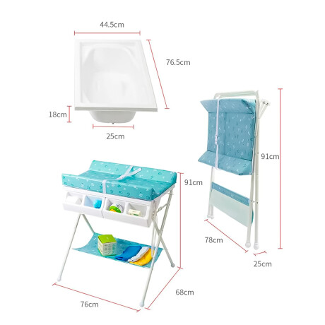 Bañito Bebé Plegable Con Cambiador Y Organizador Rosa