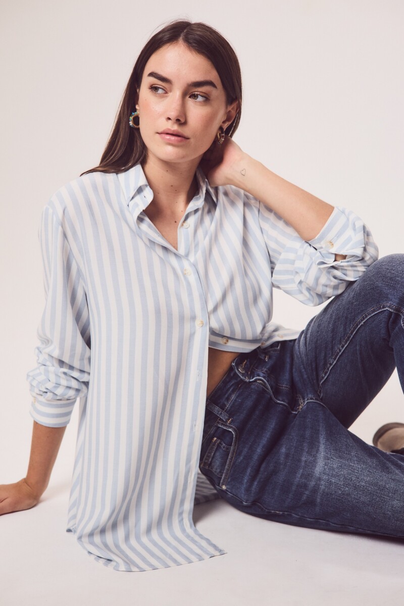 Blusa Rayas - Celeste 