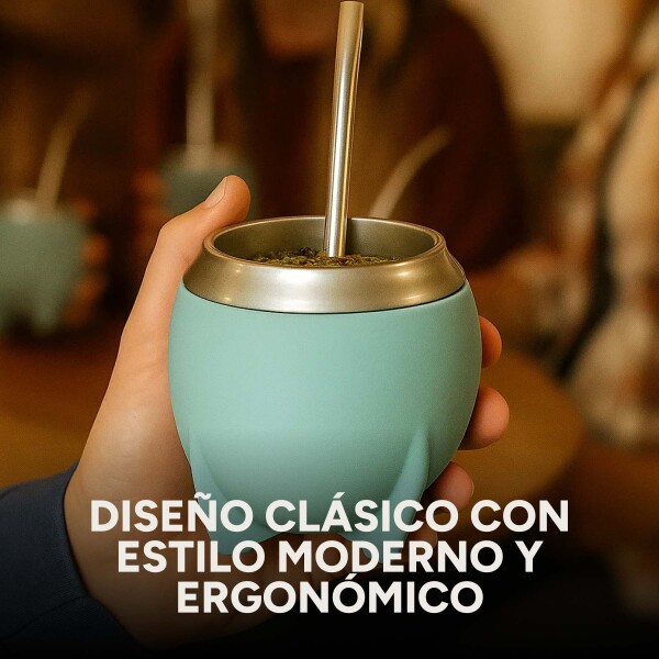 Mate Clásico de Acero Inoxidable Diseño Clásico Duradero Color Celeste