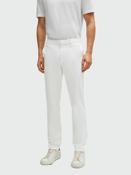 HUGO BOSS Chinos Slim-Fit en Gabardina de Algodón Elástico Blanco