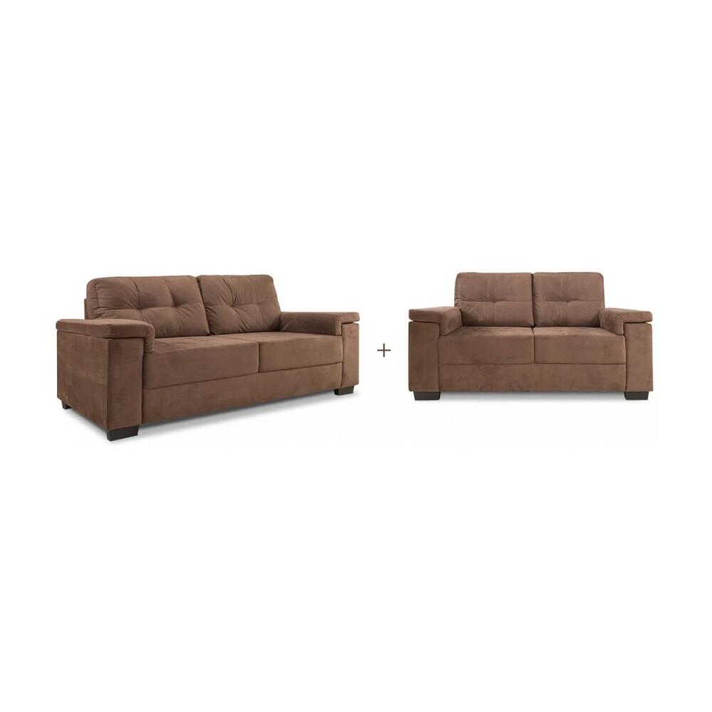 JUEGO DE SILLONES TELA LUARES CHOCOLATE 3 + 2 CUERPOS