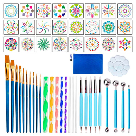 Set Arte 52 Ps Mandalas C Bolso Pinceles Pintura Diy Esc007005