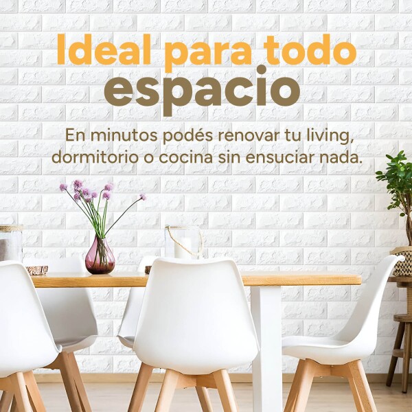 Revestimiento Pared Adhesivo 3d Piedra Ladrillo 20 Mts x 0,70 Mts Variante Color Blanco