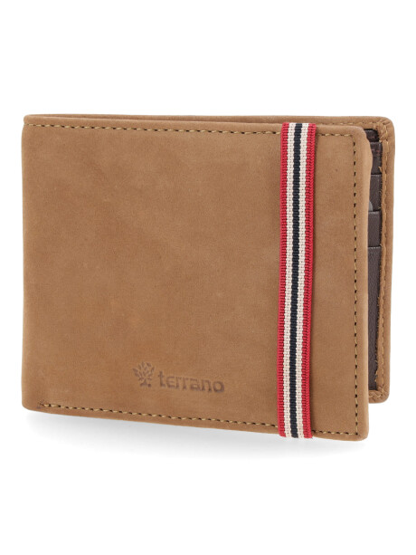 Billetera Cuero Nobuk con Elástico Brandy