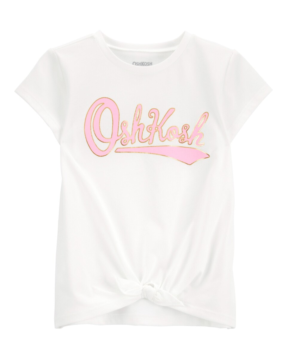 Remera de algodón, anudada y con logo 