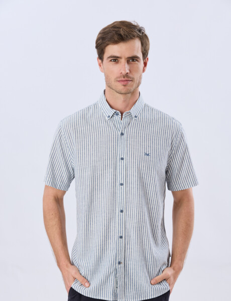 CAMISA RAYADA DE LINO Denim