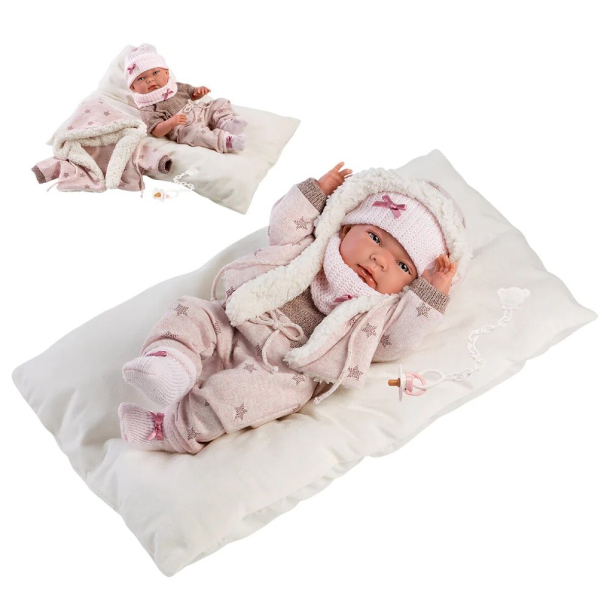 Conjunto Ropa Muñecas Llorens 40Cm Abrigo Colchón Accesorios 
