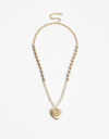 Collares Largos Perlas Collar Largo Con Corazón Brushed - Dorado