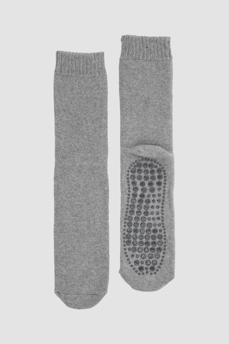 Medias de algodon con antideslizante en planta - Gris melange 