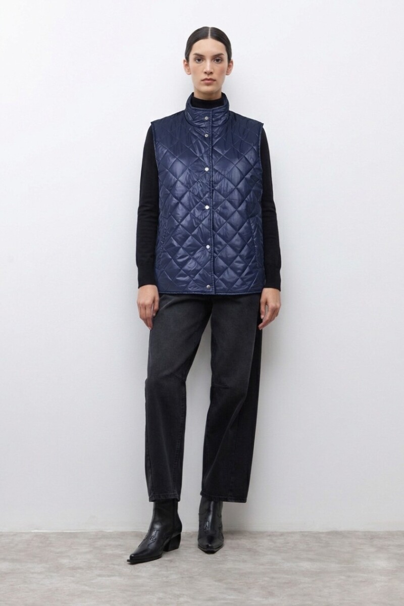 Chaleco capitoneado reversible azul marino