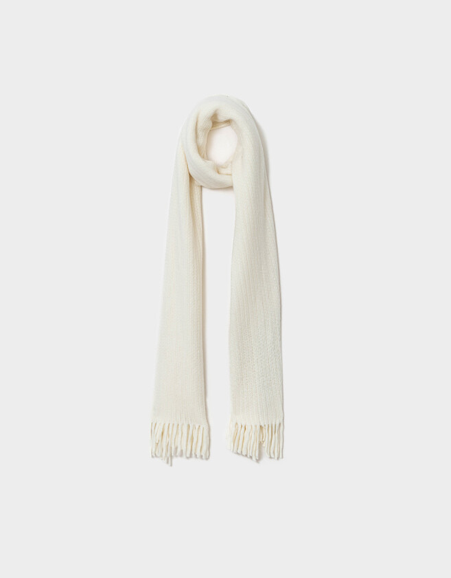 Bufandas Clasico Bufanda Con Flecos - Blanco Crudo