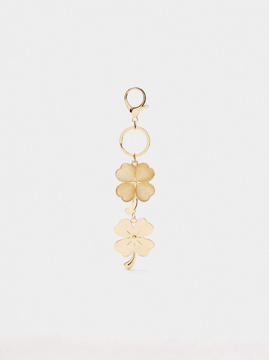 Llavero Charm De Flores - dorado 