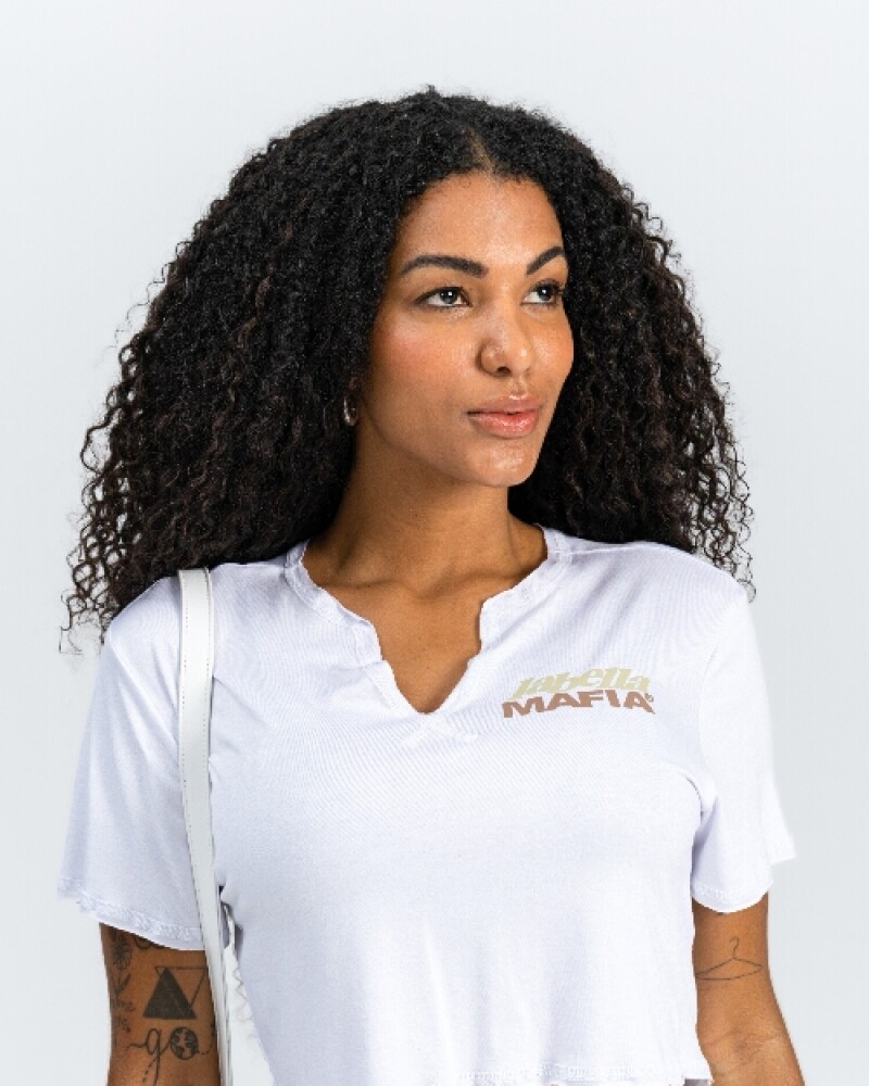 Remera top manga corta blanca U