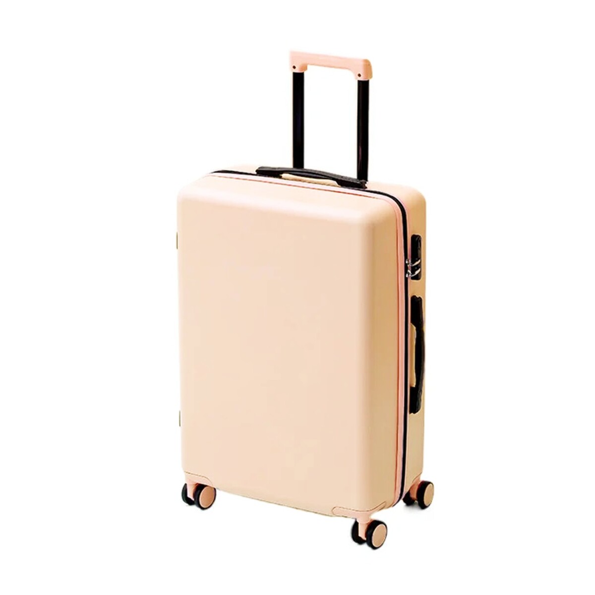 Valija Mediana Rígida Con Ruedas 360° Liviana y Compacta - Salmon/negro 