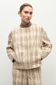 Chaqueta bomber escocesa beige