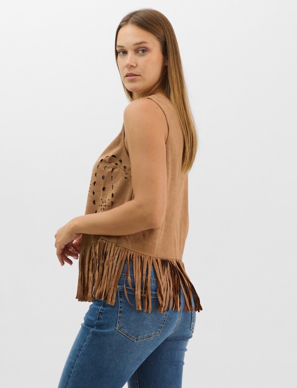 Blusa Suede Flecos MARRON