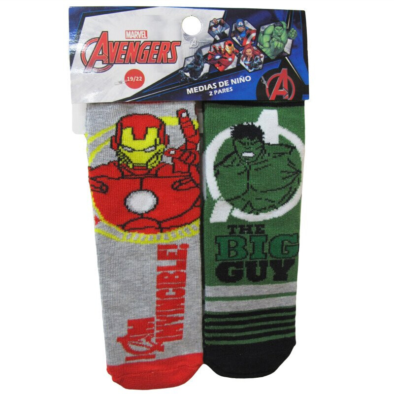Medias Infantiles Marvel x2 Avengers Gris - Rojo - Verde