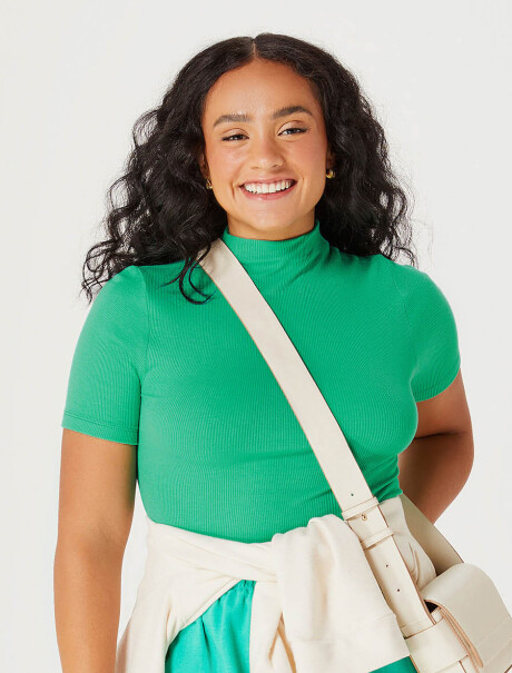 BLUSA MANGA CORTA CON CUELLO EN V VERDE