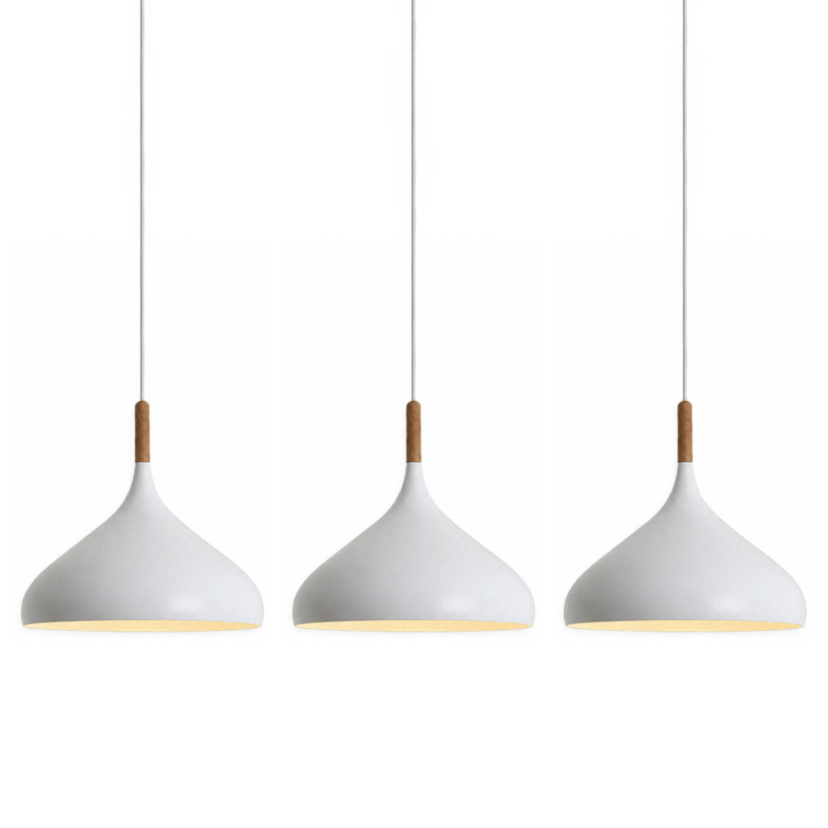 Pack x3 Lámparas Colgantes Bambú Metal E27 Diseño Nórdico - Blanco 