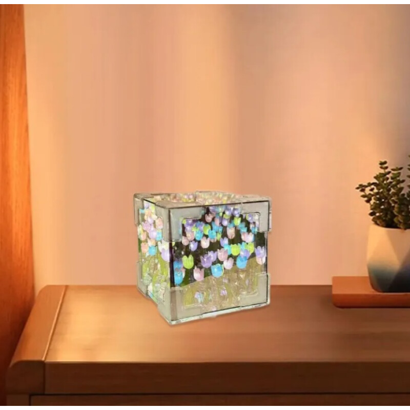 Lámpara De Espejo Cubico Con Forma De Tulipán Blanco