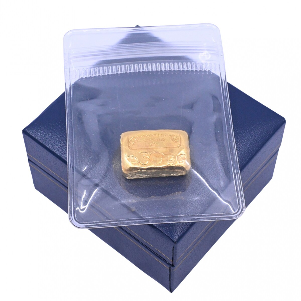 Lingote 30 gr de oro fino 999. Sellado Joyería Facello 