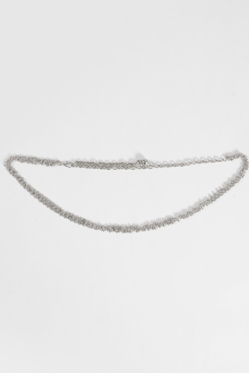 Cinturón metálico borlas plateado