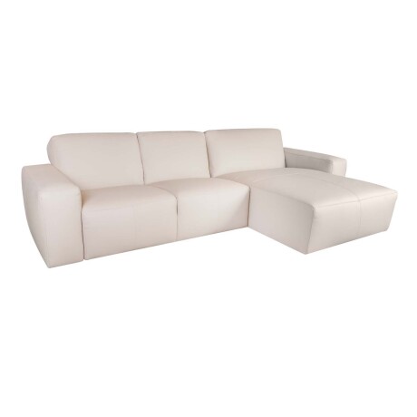 SOFA CON CHAISE MÁS DE 4 CUERPOS CUERO-Y-MADERA NATURAL-BEIGE LOFT ARENA