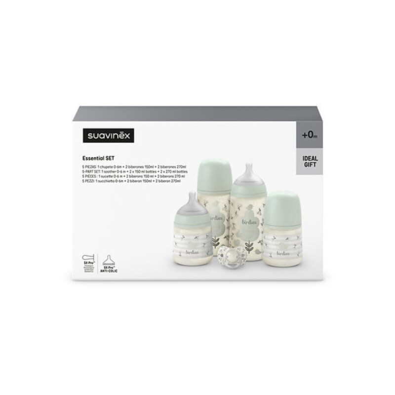 P.PRINTS Set Bebés Prints 2 Mamad. 270ml + 2 Mamad. 150 Ml +1 Chupete 0-6m Suavinex - Verde