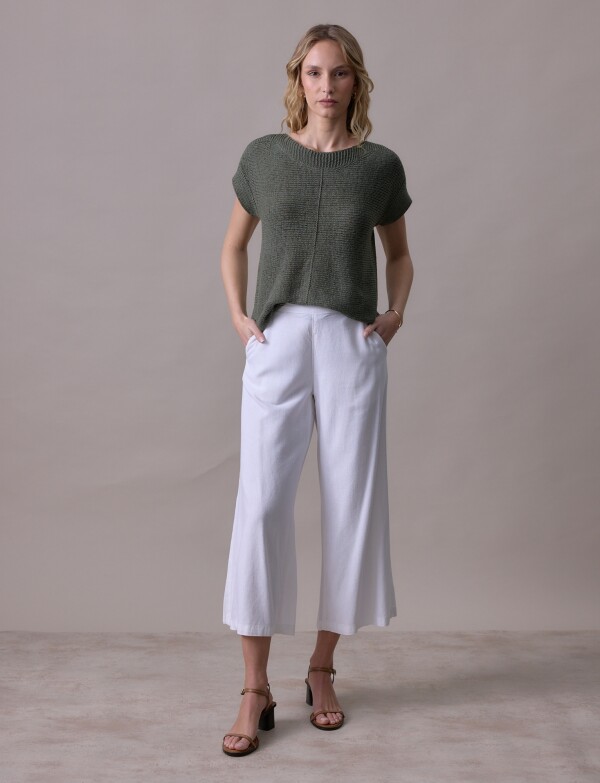 Pantalon Lino Crop CRUDO