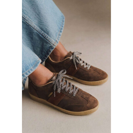 Zapatilla Cuero Combinada Chocolate