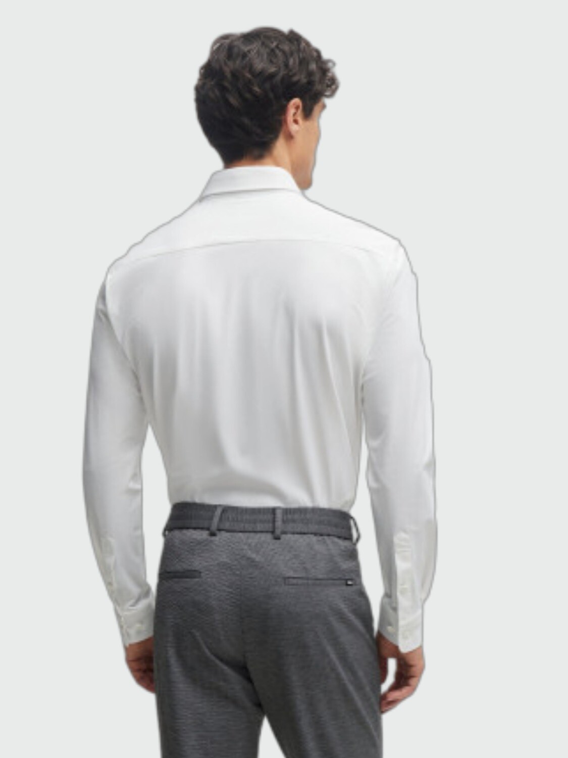 BOSS - Camisa manga larga slim fit de punto elástico técnico, P-ROAN-KENT Blanco