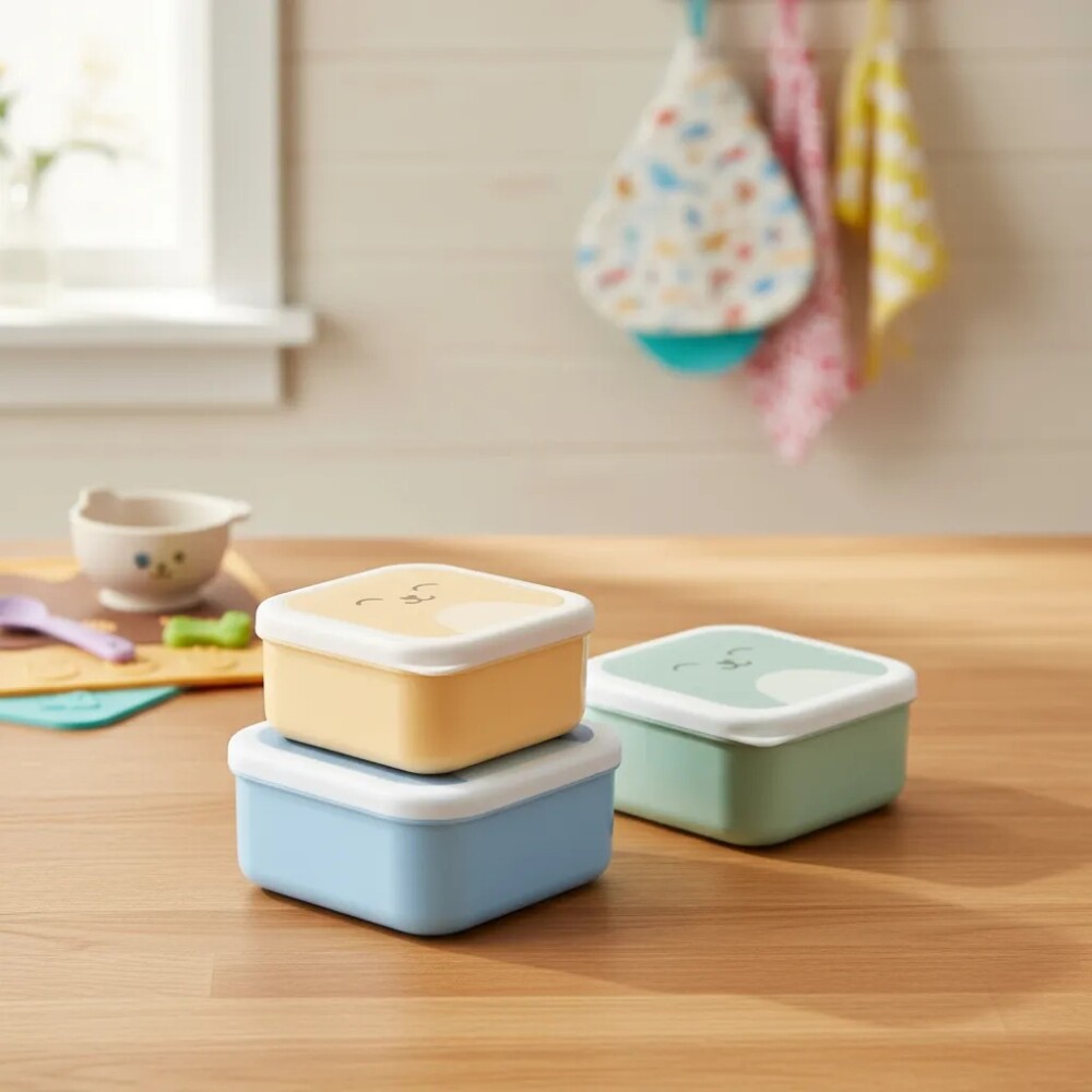 Set x3 tupper animales BUBA osito celeste