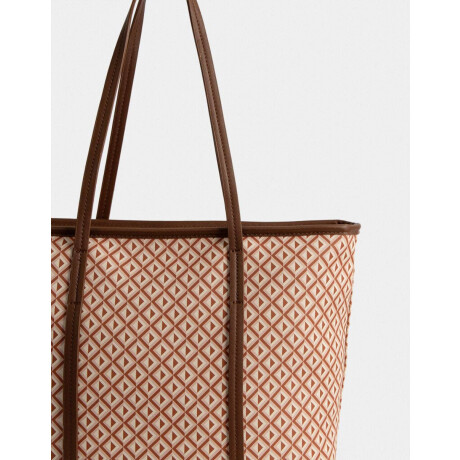 Cartera Shopper Estampada Marron Suela