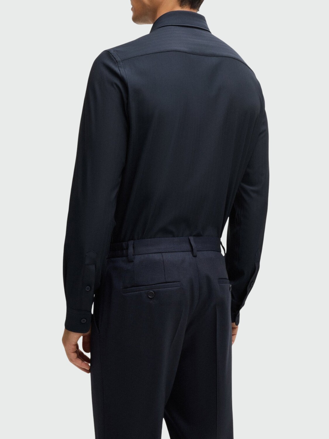 BOSS - Camisa en Algodón Azul Oscuro