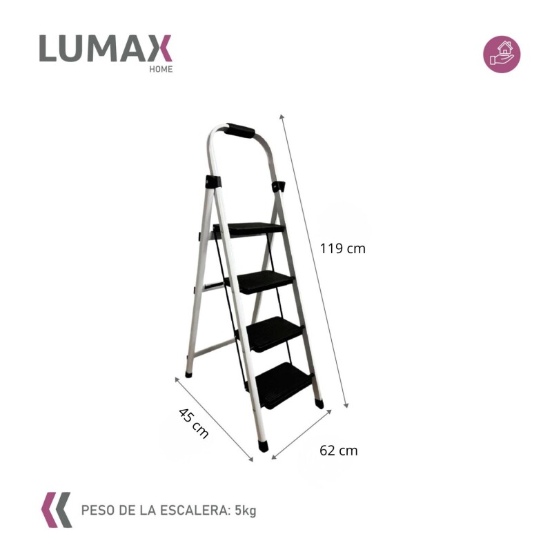 Escalera Tijera 4 Escalones De metal/plastico Negro/Blanco