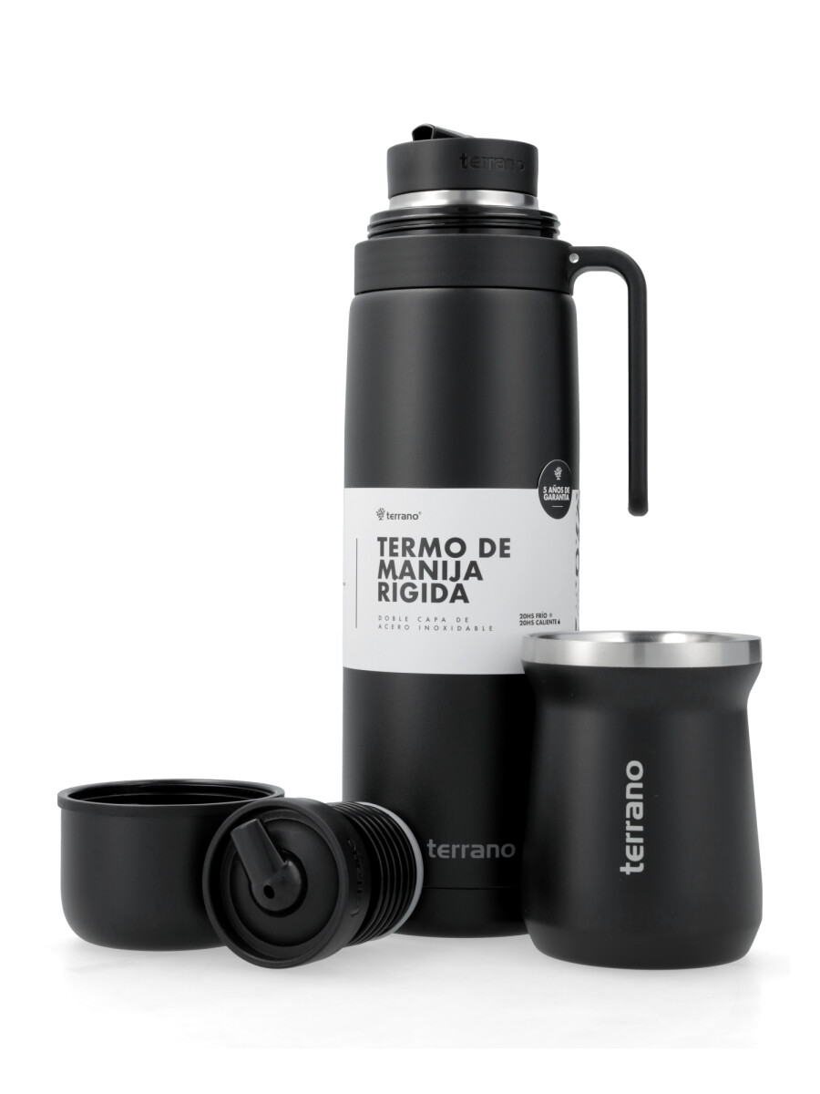 Termo Manija Rigida + Mate Acero inox. - Negro 
