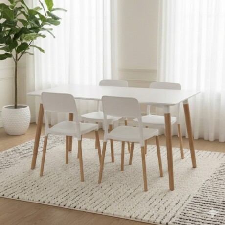 Juego de comedor 4 sillas Milan - Blanco Juego de comedor 4 sillas Milan - Blanco