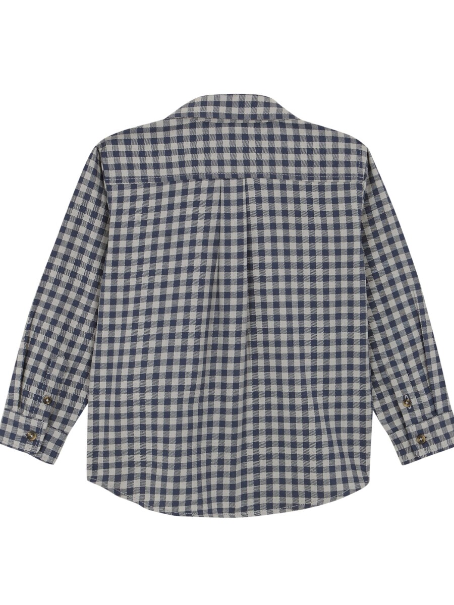 Camisa De Cuadros Con Smo Azul Medio Oscuro