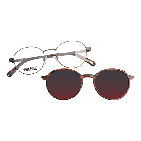 Lentes 2 En 1 One Piece Redondo De Acero Inoxidable Degradado/Dorado