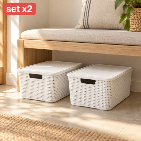 Set x2 Caja ratán 15 lts BLANCO