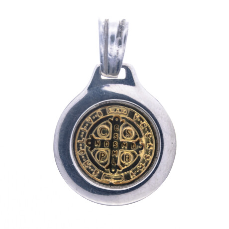 Medalla religiosa de plata 925 y double en oro 18 ktes, SAN BENITO. Medalla religiosa de plata 925 y double en oro 18 ktes, SAN BENITO.