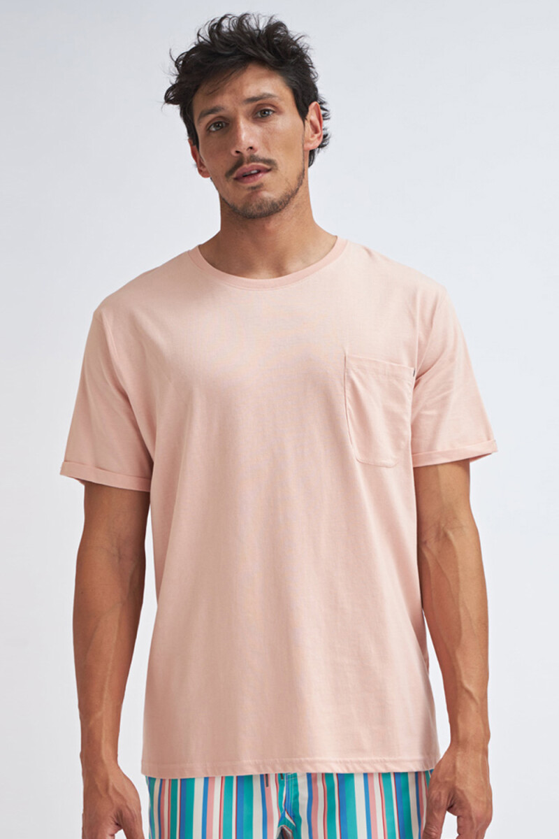 Camiseta manga corta con bolsillo Rosa