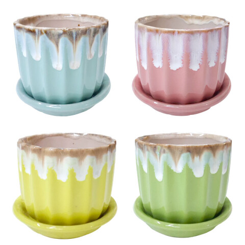 Maceta de cerámica con plato Maceta De Cerámica Con Plato