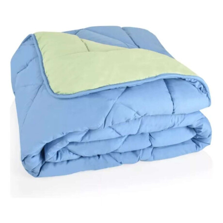 Acolchado Reversible 2 Plazas Celeste