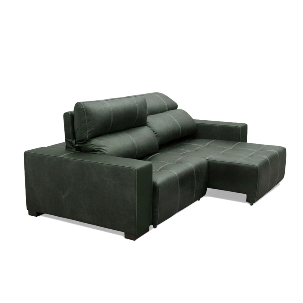 Sillón cama Madrid - 4 Cuerpos 100% Cuero Verde