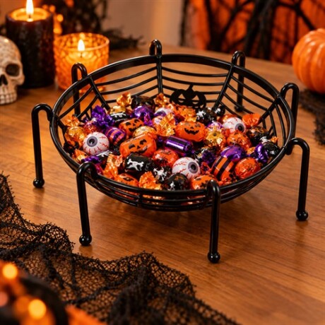 Canasto Caramelera Calavera Negro