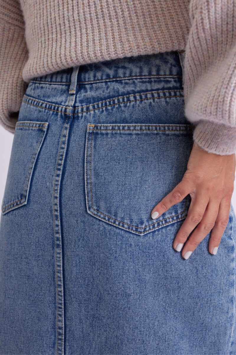 Falda midi de jean Azul