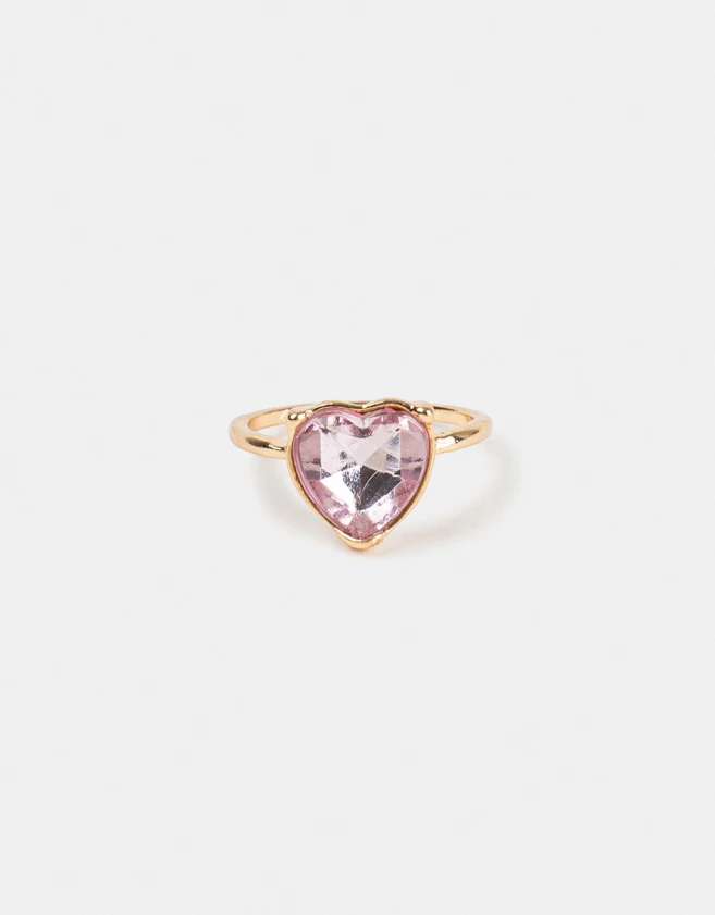 Anillos Chicos Strass Corazón Anillo Con Corazón - Dorado